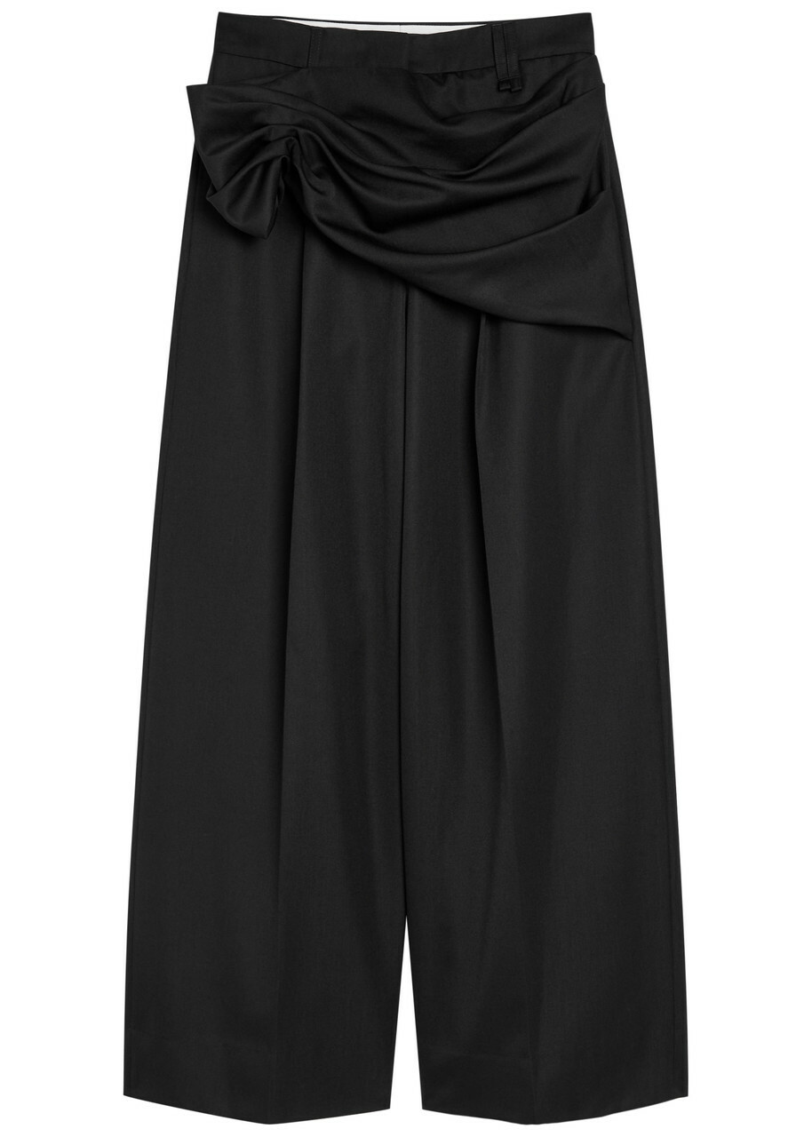 Simone Rocha Draped Wide-leg Gabardine Trousers Black