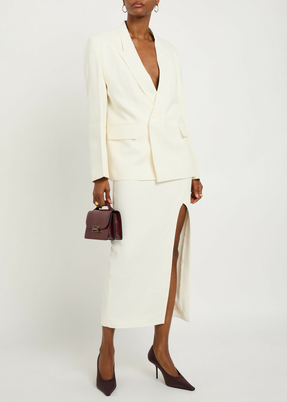 Victoria Beckham Double-breasted Twill Blazer Ivory