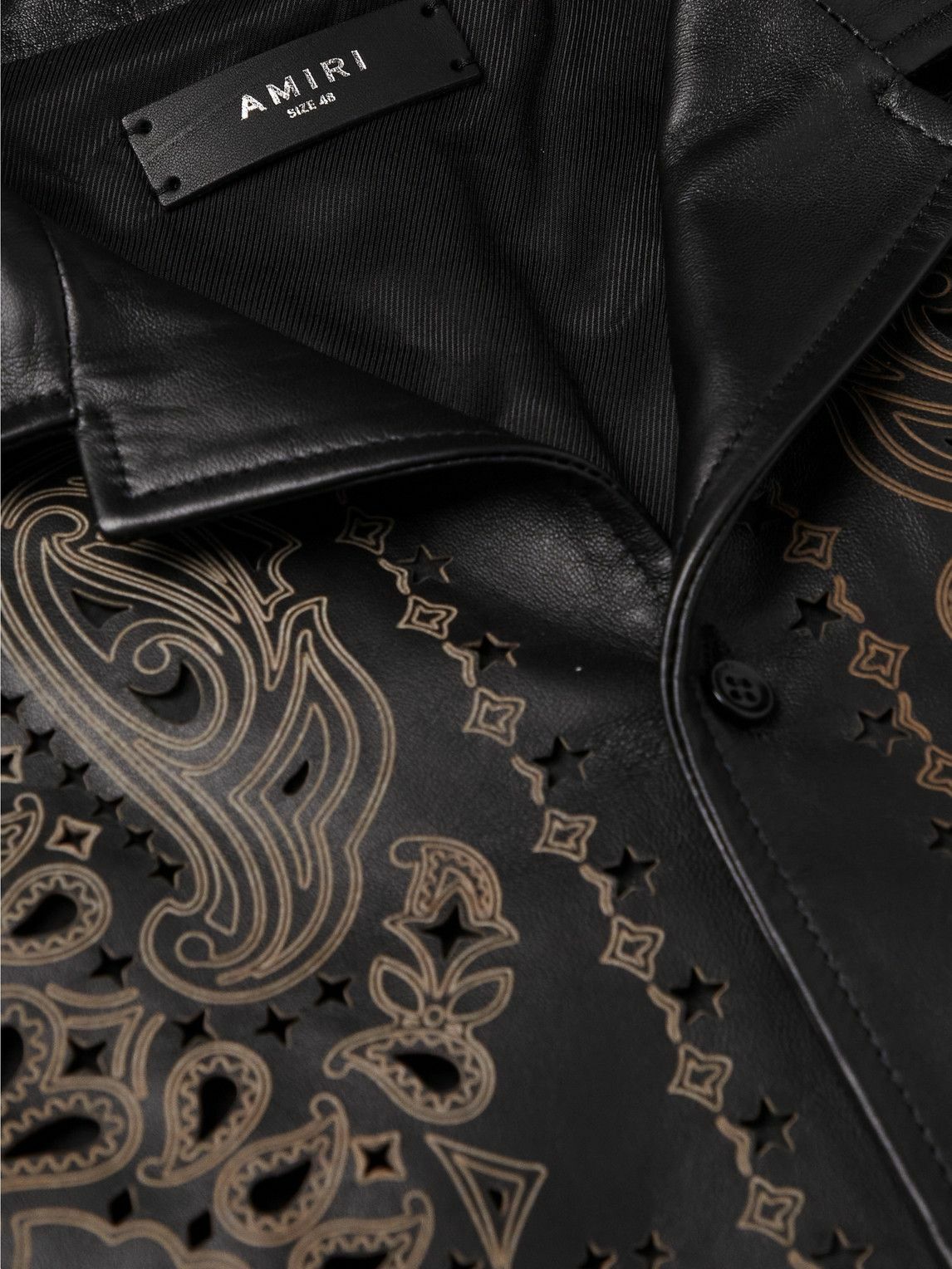 AMIRI - Camp-Collar Laser-Cut Leather Shirt - Black Amiri