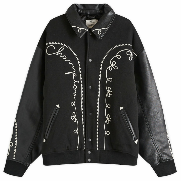 Photo: Champion Men's x Angelo Baque Varsity Jacket in Black