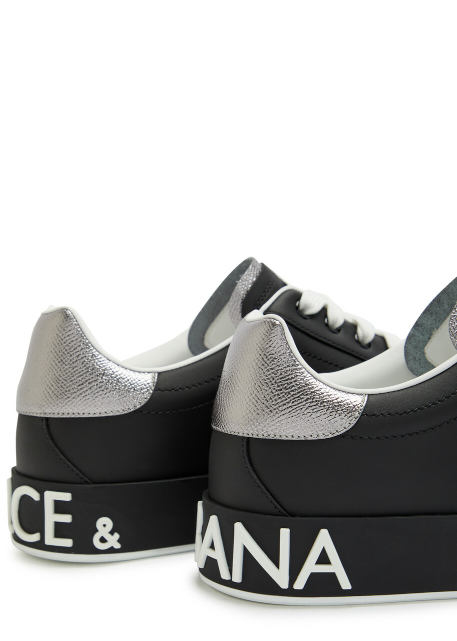 Dolce & Gabbana Portofino Panelled Leather Sneakers Black