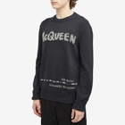 Alexander McQueen Men's Grafitti Logo Crew Neck Jumper in Charcoal/Steel