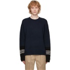 Neil Barrett Navy Striped Cuff Travel Techno Sweater