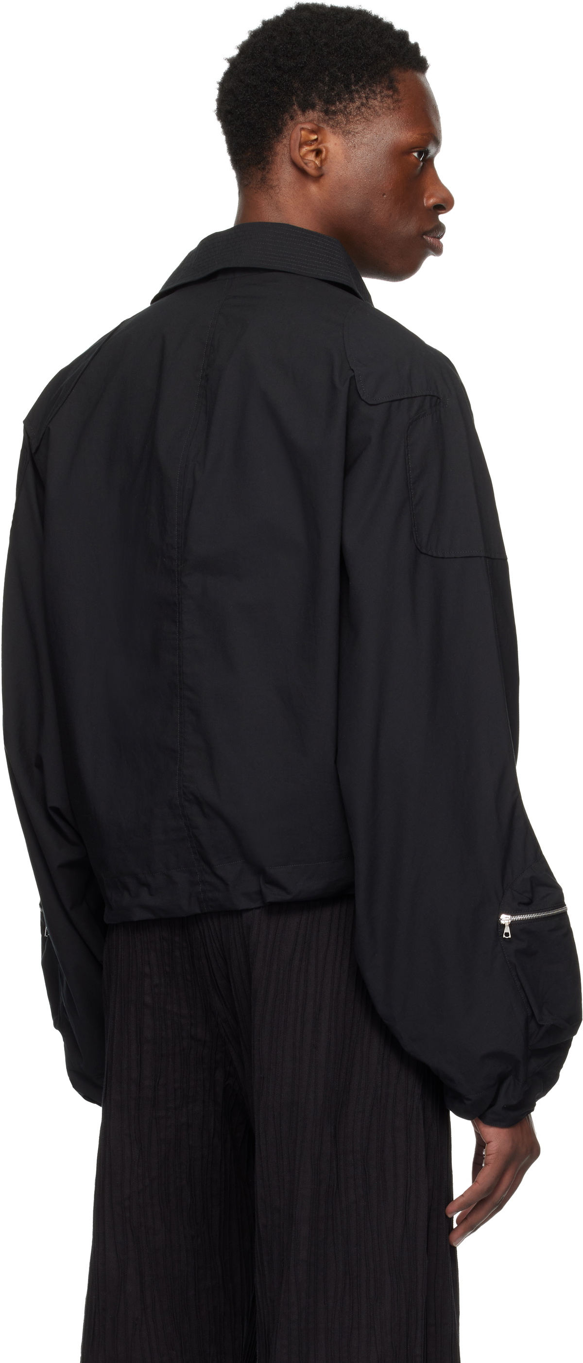 Tondolo Black Ventile Mushroom Bomber Jacket