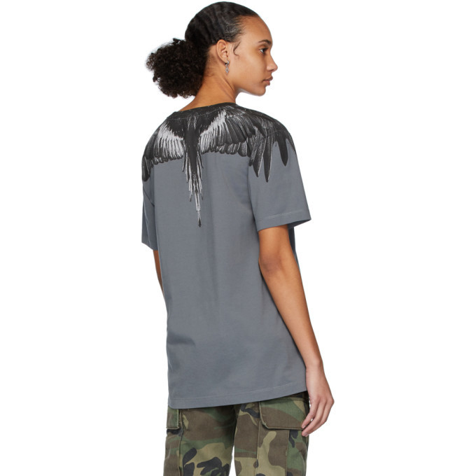 Marcelo Burlon County of Milan Grey and Black Wings T-Shirt