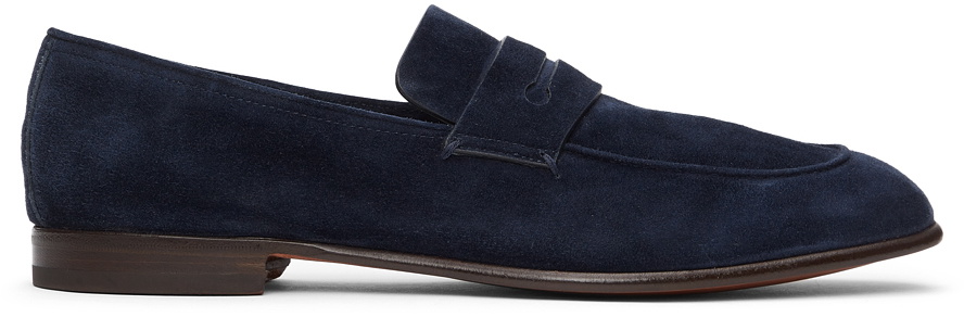 Navy Blue Suede L'Asola Loafers