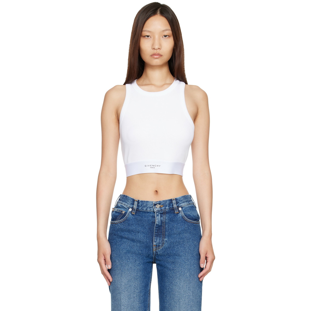 Givenchy White Cropped Cotton Tank Top