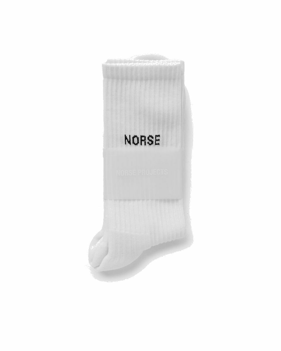 Photo: Norse Projects Bjarki Logo White - Mens - Socks