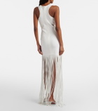 David Koma Fringed ribbed-knit maxi dress