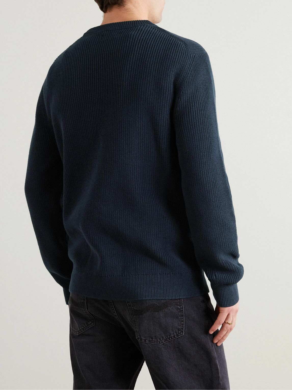 Nudie Jeans - August Ribbed Cotton Sweater - Blue Nudie Jeans Co