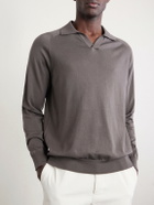 Sunspel - Sea Island Cotton and Cashmere-Blend Polo Shirt - Brown