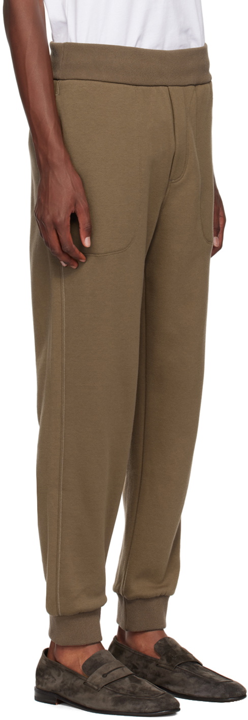 ZEGNA Brown Embroidered-Logo Sweatpants