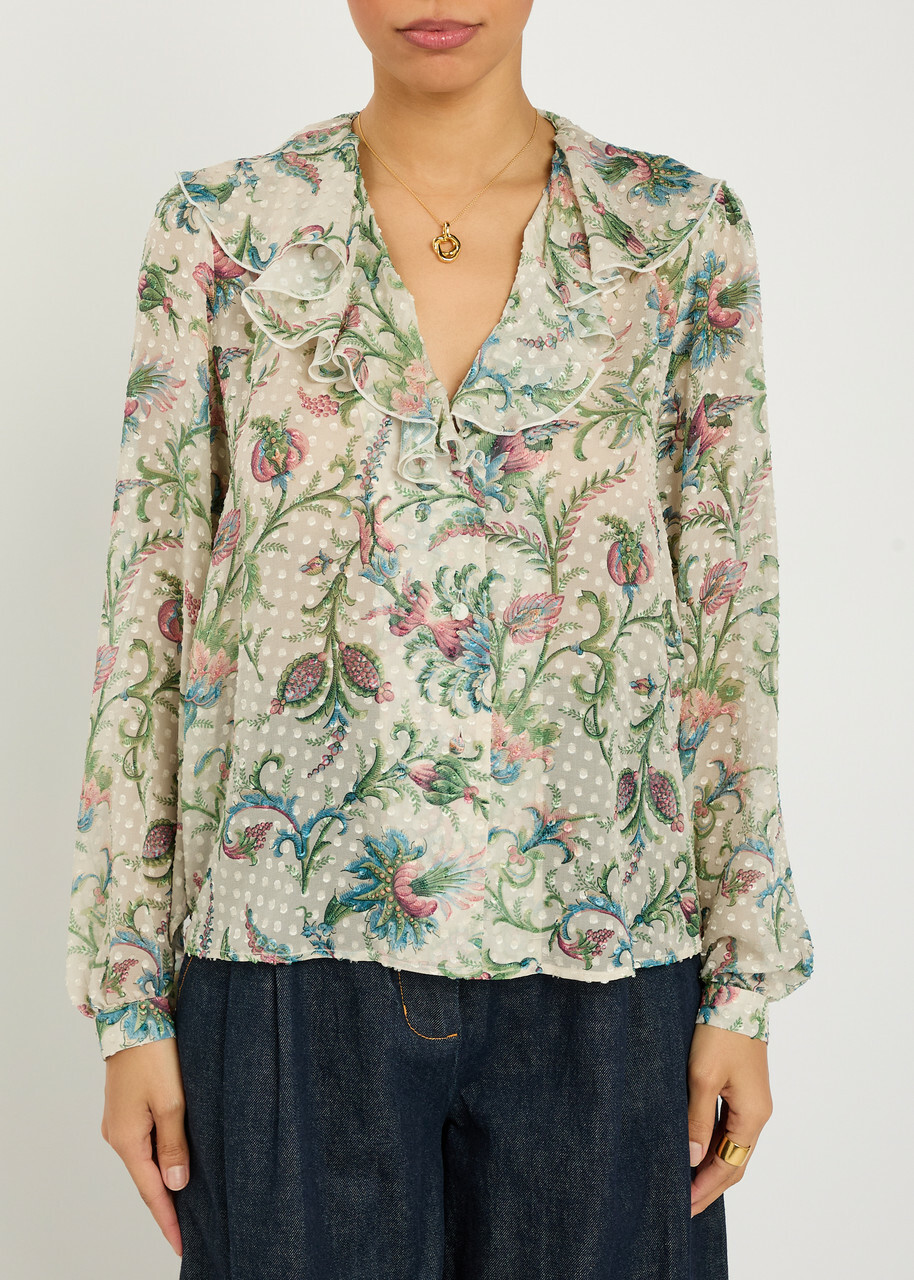 Etro Textured Floral-print Silk-blend Shirt Multicoloured 1