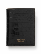 TOM FORD - Croc-Effect Leather Bifold Cardholer