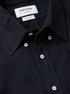 THOM BROWNE - Button-Down Collar Striped Cotton-Flannel Shirt - Blue