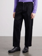Human Made - Tapered Pleated Cotton-Canvas Trousers - Black