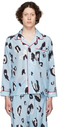 Charles Jeffrey Loverboy Blue Silk Pyjama Shirt