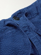 Incotex - Slim-Fit Cotton-Blend Seersucker Trousers - Blue
