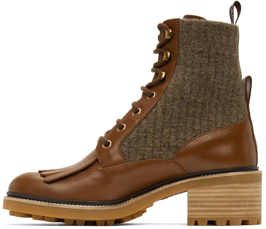 Chloé Brown Calfskin Franne Sock Ankle Boots