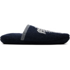 Versace Navy Cotton-Terry Jacquard Slippers