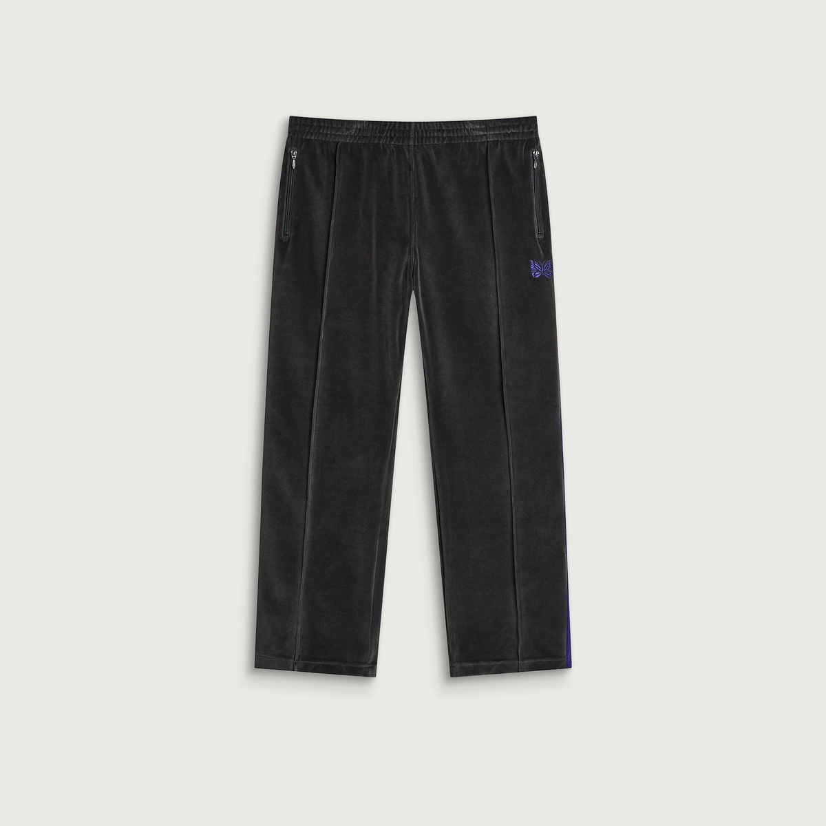 Needles Men's Velour Narrow Track Pants in Charcoal