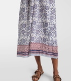 Velvet Floral ruched cotton midi dress