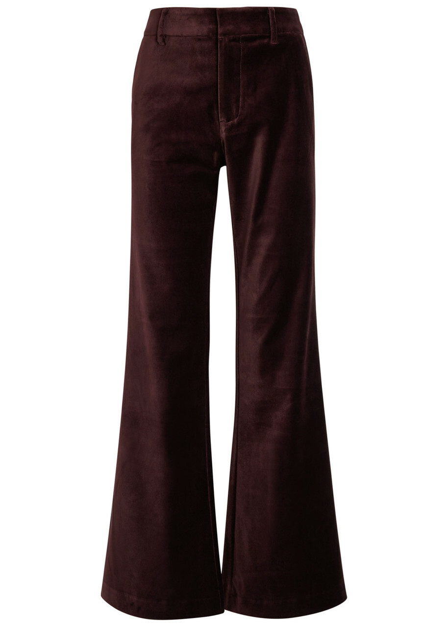 Paige Marlow Flared-leg Velvet Trousers Aubergine