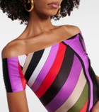 Pucci Marmo-printed off-shoulder bodysuit