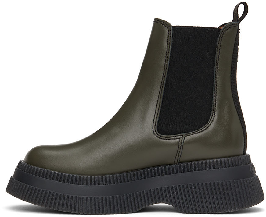 GANNI Green Leather Chelsea Boots
