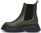 GANNI Green Leather Chelsea Boots