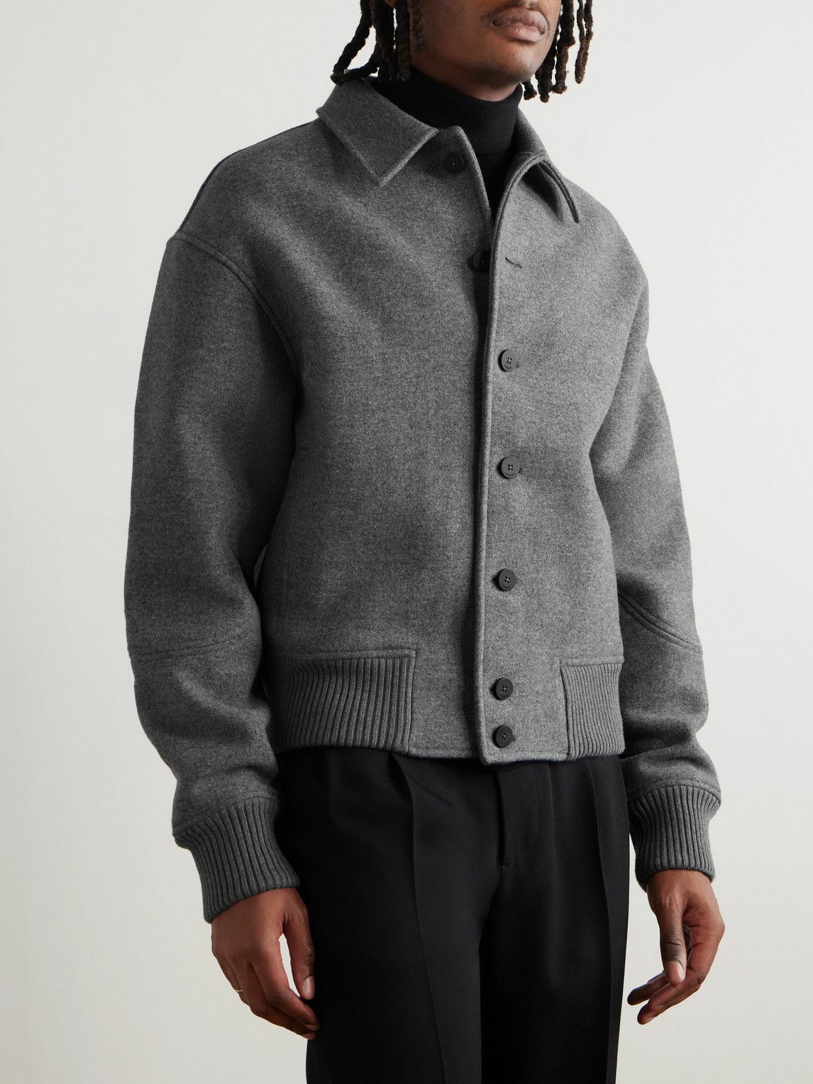 Jacquemus - Feltro Wool-Felt Bomber Jacket - Gray