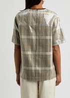 3.1 Phillip Lim Checked Sequin-embellished Woven top Brown