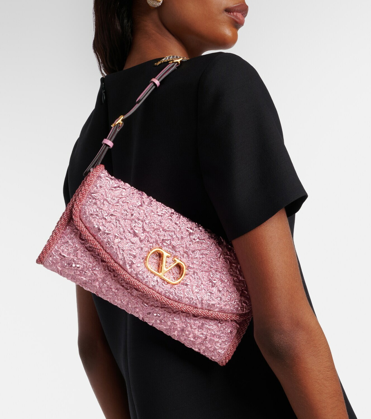 Valentino Garavani DeVain Small cloqué jacquard shoulder bag