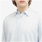 Auralee Men's Finx Stripe Shirt in Light Blue Stripe