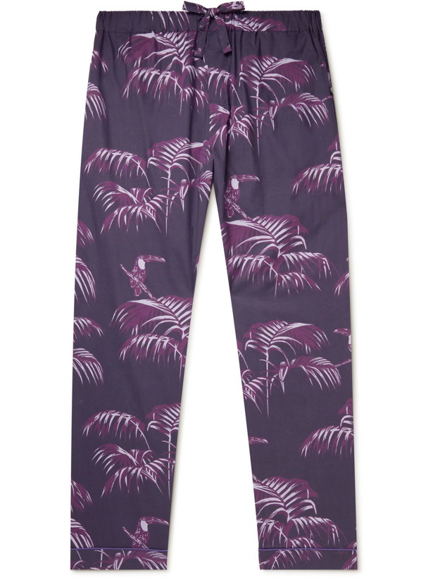 Photo: Desmond & Dempsey - Bocas Printed Organic Cotton-Poplin Pyjama Trousers - Purple