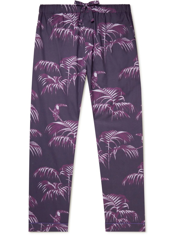 Photo: Desmond & Dempsey - Bocas Printed Organic Cotton-Poplin Pyjama Trousers - Purple