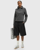 Ganni Calendered Wool Tailoring Wide Shorts Black Womens Casual Short