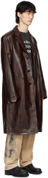 Acne Studios Brown Single-Breasted Leather Coat
