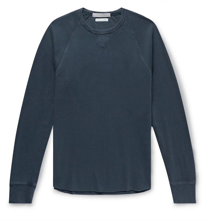 Photo: J.Crew - Slim-Fit Wallace & Barnes Garment-Dyed Textured-Cotton Sweatshirt - Blue