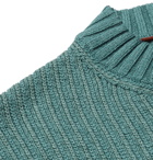 Loro Piana - Ribbed Mélange Silk and Cashmere-Blend Sweater - Green