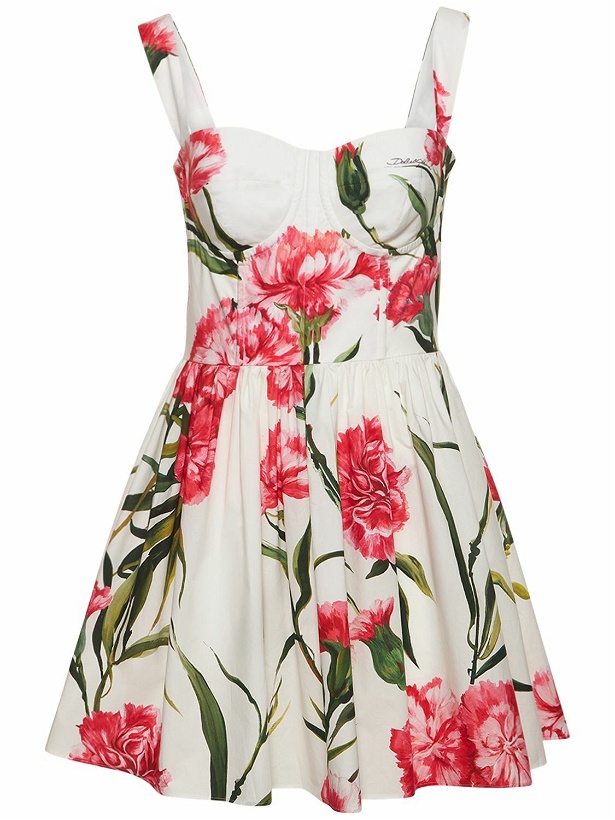 Photo: DOLCE & GABBANA - Carnation Print Poplin Corset Mini Dress
