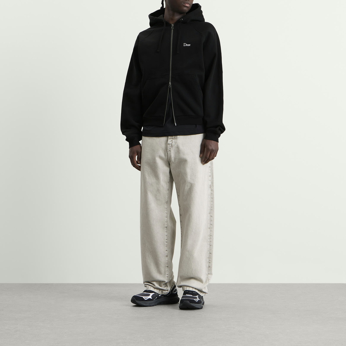 Dime Men's Classic Small Logo Zip Hoodie in Black