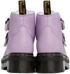Dr. Martens Purple Devon Flower Buckle Platform Boots