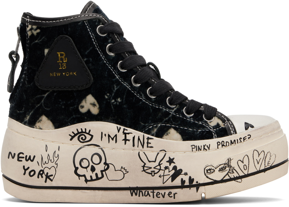 R13 Black Kurt High Top Sneakers