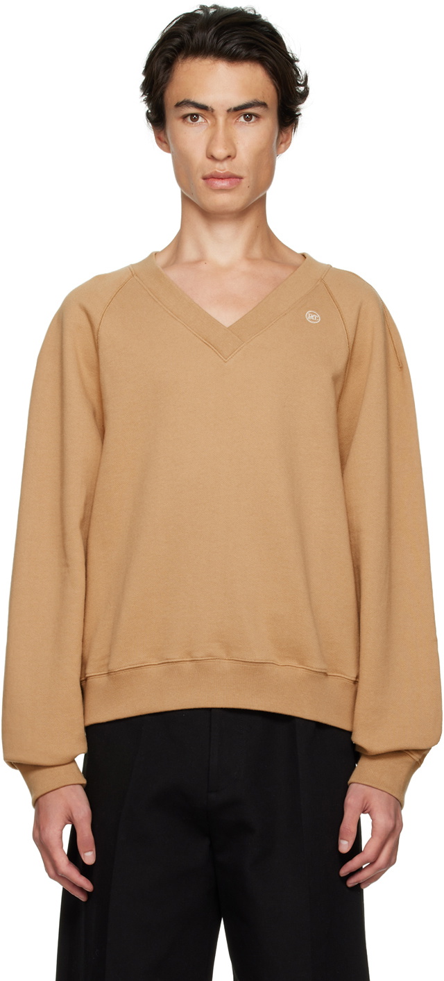 Recto Brown V-Neck Sweatshirt