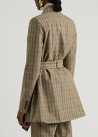 Rabanne Checked Belted Wool Blazer Beige