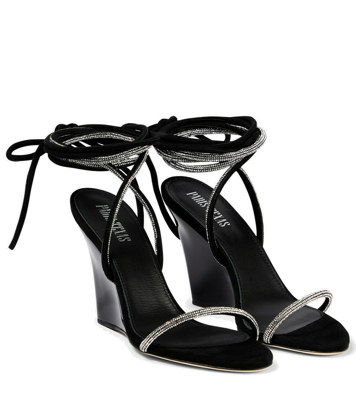 Paris Texas - Willow embellished suede wedge sandals Paris Texas