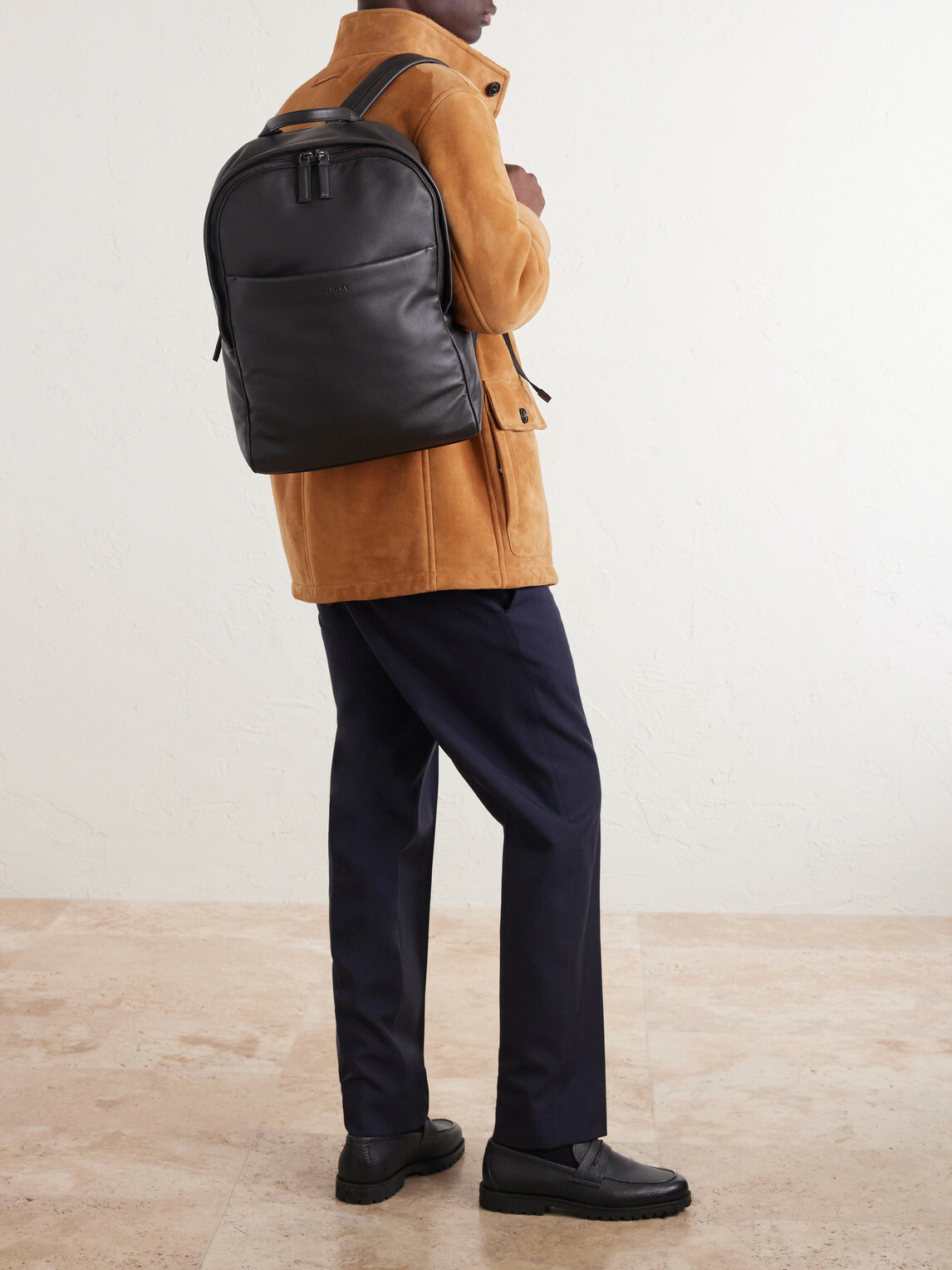 Zegna - Leather Backpack - Brown