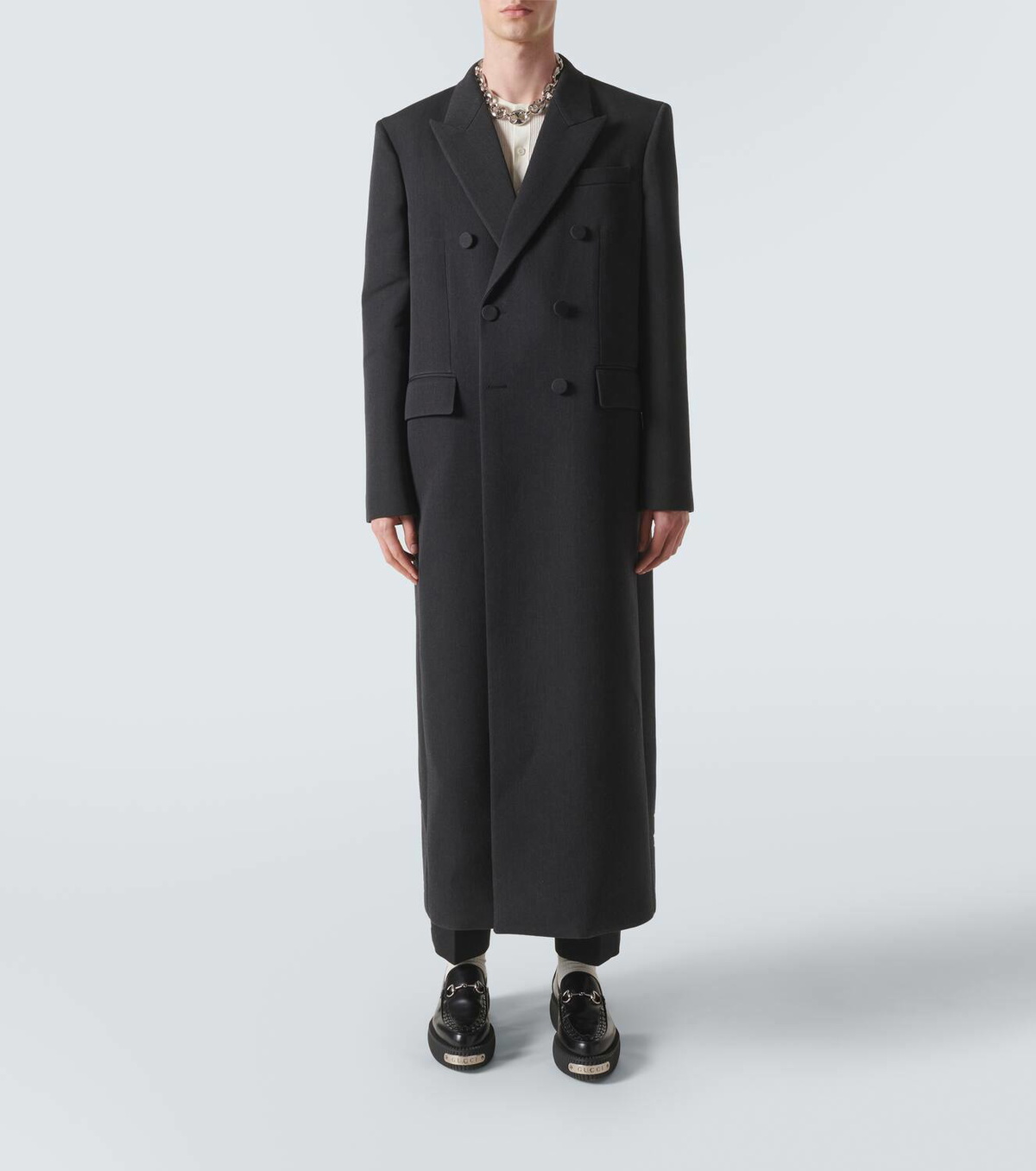 Gucci Web Stripe double-breasted wool overcoat