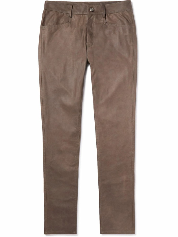 Photo: Rick Owens - Tyrone Skinny-Fit Leather Trousers - Brown